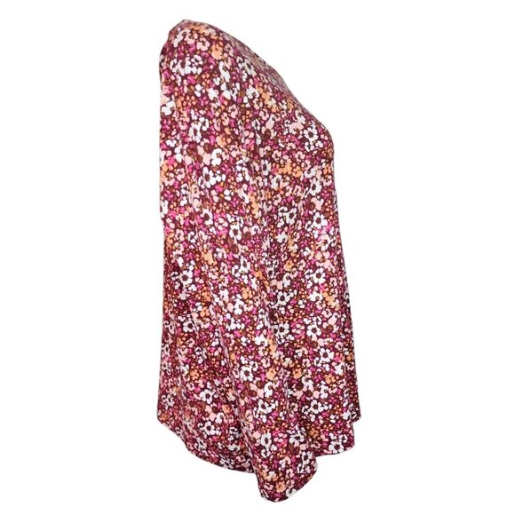 Croft & Barrow Top Womens Size 2X Pink Brown Floral Long Sleeve The Classic Tee - Picture 4 of 5